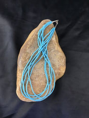 Southwestern Blue Turquoise Heishi 5-Strand Necklace | Sterling Silver | 17" | 10264
