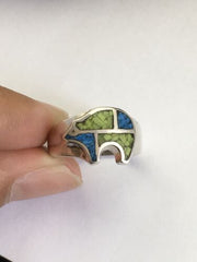 Navajo Multi-Color Opal Turquoise Inlay Ring | Sterling Silver | Sz 7.5 | Authentic Native American Handmade | 01703
