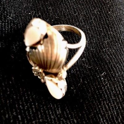 Navajo Pink Feather Mother of Pearl Multi-Stone Ring | Authentic Native American Sterling Silver | Multi-Stone | Sz 5 | 3845