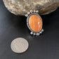 Native American Orange Spiny Oyster Navajo Ring | Sterling Silver | Sz 9 | 13281