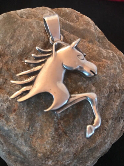 Native American Navajo Horse Head Pendant | Sterling Silver | 2" | 3610