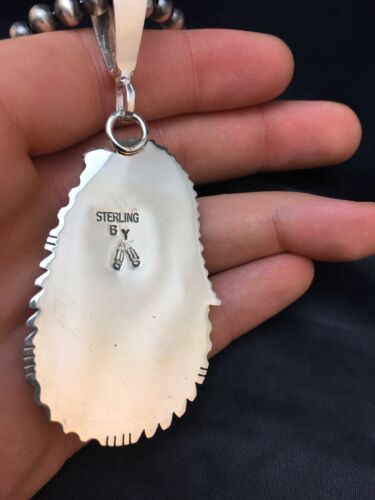 Navajo Lapis Pendant Necklace | Sterling Silver Pearls | Authentic Native American Handmade | 1005 - Masha USA