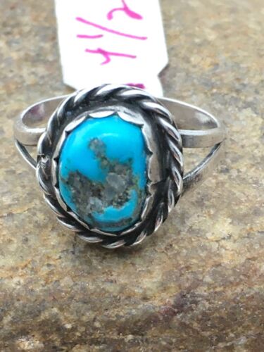 Native American Kingman Turquoise Navajo Ring | Sterling Silver | Sz 4.5 | 4450