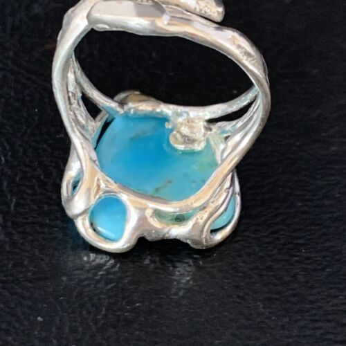 Navajo Blue Kingman Turquoise Ring | Sterling Silver | Sz 8 | Authentic Native American Handmade | 13541
