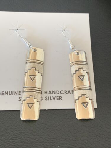 Navajo Stamped Sterling Silver Earrings Set | Authentic Native American Handmade | 11623