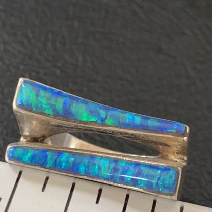 Navajo Blue Opal Inlay Band Ring | Sz 5.5 | Authentic Native American Handmade | 12418