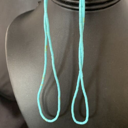 Navajo Silver Heishi Beads Turquoise Earrings | Sterling Silver | 5" | 13504