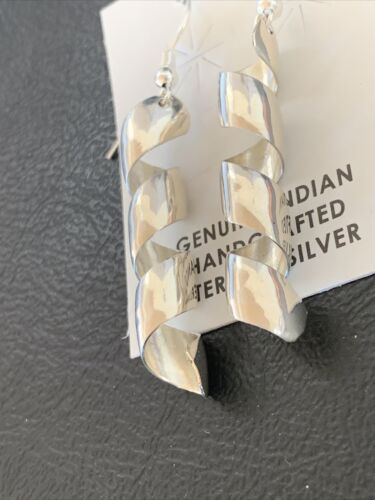Navajo Stamped Sterling Silver Swirl Earrings Set | Authentic Native American Handmade | 11625