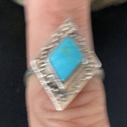 Navajo Blue Kingman Turquoise Ring | Sterling Silver | Sz 6 | Authentic Native American Handmade | 13574