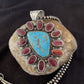 Navajo Purple Spiny Oyster & Turquoise Pendant Necklace | Sterling Silver | Authentic Native American Handmade | 01117