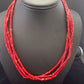Native American Red Stabilized Coral Tubes Necklace | Sterling Silver | 18" | 1749