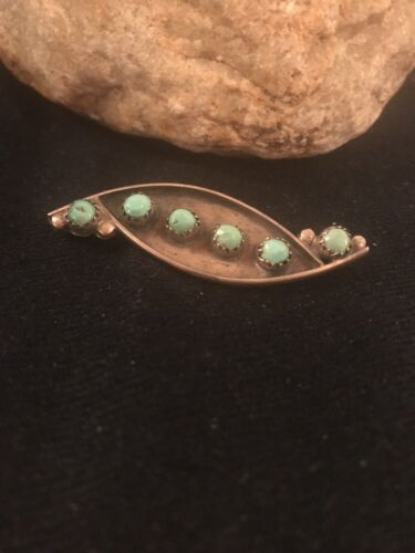 Native American Turquoise Cluster Pin | Navajo Sterling Silver | Old Pawn | Authentic Handmade | 8018
