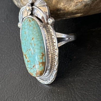 Navajo Blue Turquoise #8 Rings | Sterling Silver | Sz 10 | Authentic Native American Handmade | 14292