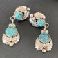 Handmade Navajo Spiderweb Turquoise Dangle Earrings | Sterling Silver Post | Authentic Native American | 1482