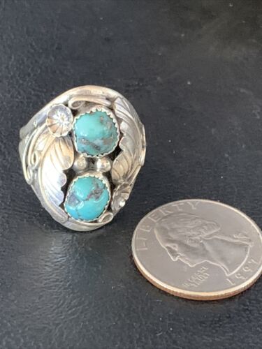 Navajo Kingman Turquoise Multi-Stone Ring | Authentic Native American Sterling Silver | Sz 10.5 | 14171