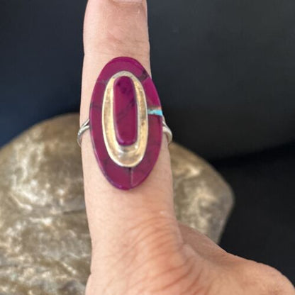 Navajo Purple Sugilite Inlay Ring | Sz 8 | Authentic Native American Handmade | 14453
