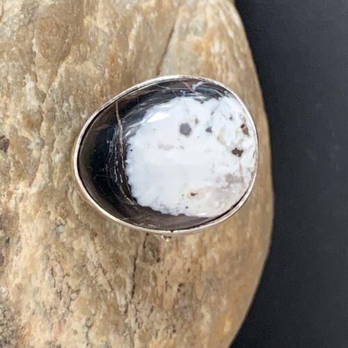 Native American Men's Navajo White Buffalo Turquoise Ring | Sterling Silver | Sz 8 | 1824