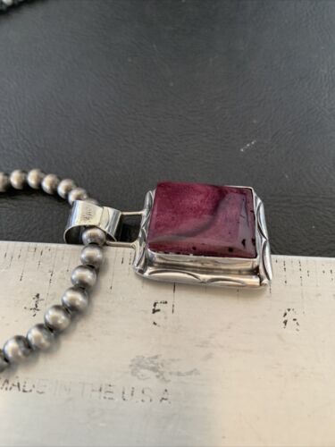 Navajo Pearls Purple Spiny Oyster Pendant Necklace | Sterling Silver | Authentic Native American Handmade | 10949