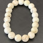 Native American Handmade White Howlite Bead Bracelet | 10mm Round | Stretchable | 11840