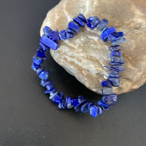 Native American Lapis Bead Bracelet | Stretch | 7" Adjustable | Men's Women's | 13314
