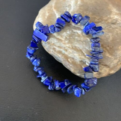 Native American Lapis Bead Bracelet | Stretch | 7" Adjustable | Men's Women's | 13314