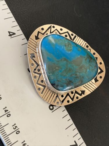 Native American XL Women's Sterling Silver Blue Kingman Turquoise Ring | Sz 8 | 12188
