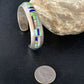 Old Pawn Navajo Turquoise Gaspeite Lapis Inlay Bracelet | Sterling Silver | Authentic Native American Handmade | 14160