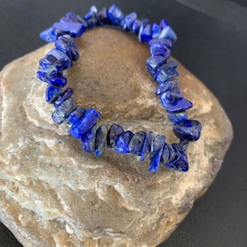 Native American Lapis Bead Bracelet | Stretch | 7" Adjustable | Men's Women's | 13314