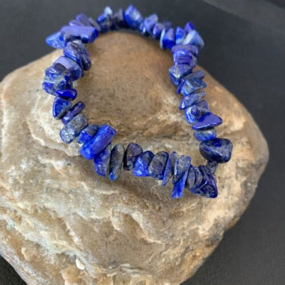 Native American Lapis Bead Bracelet | Stretch | 7" Adjustable | Men's Women's | 13314