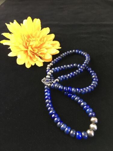 Native American Lapis Lazuli Strand Necklace | Sterling Silver | Men's 22" | 1739