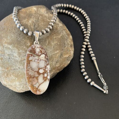 Navajo Wild Horse Turquoise Pendant Necklace | Sterling Silver | Authentic Native American Handmade | 10828