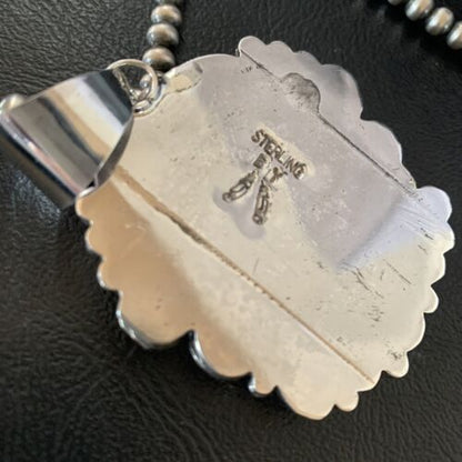 Native American Blue Lapis Pendant Necklace | Navajo Sterling Silver | Authentic Handmade | 14114