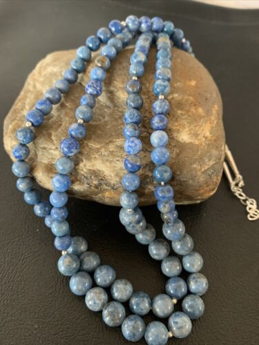 Native American Denim Lapis Bead Necklace | Sterling Silver | 21" | 1260
