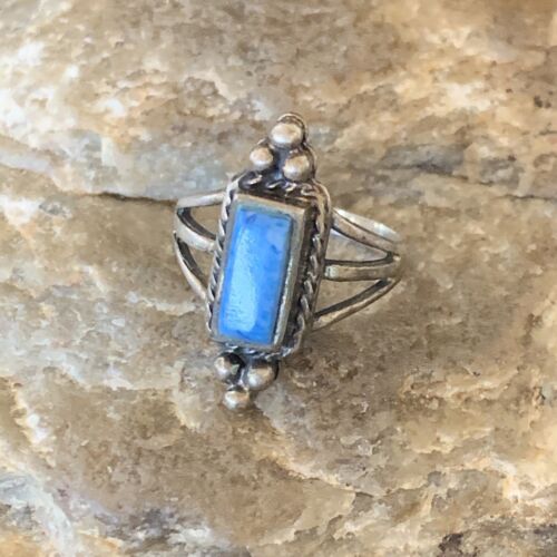 Women's Adjustable Navajo Denim Lapis Ring | Sterling Silver | Sz 6 | Authentic Native American Handmade | 12453