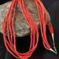 Red Stabilized Coral Heishi Necklace | 5-Strands | Sterling Silver | 20" | Authentic Native American Handmade | 00761