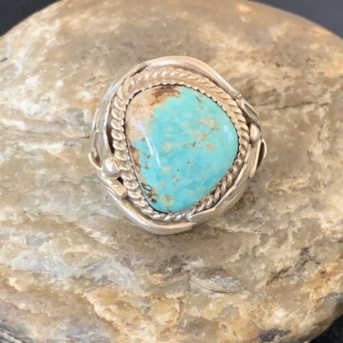 Navajo Blue Kingman Turquoise Ring | Sterling Silver | Sz 11.5 | Authentic Native American Handmade | 11934