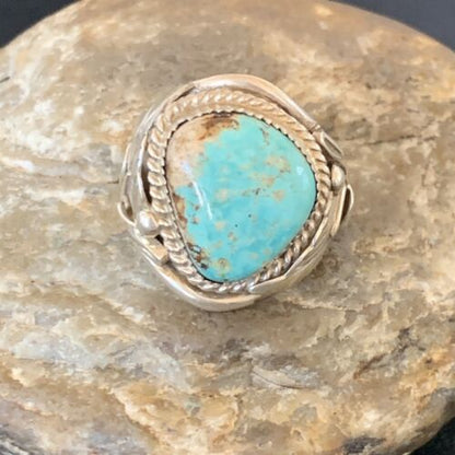 Navajo Blue Kingman Turquoise Ring | Sterling Silver | Sz 11.5 | Authentic Native American Handmade | 11934