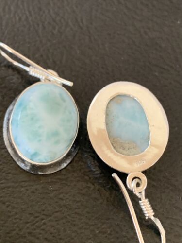 Navajo Blue Larimar Dangle Earrings | Sterling Silver Beads | Authentic Native American Handmade | 1616