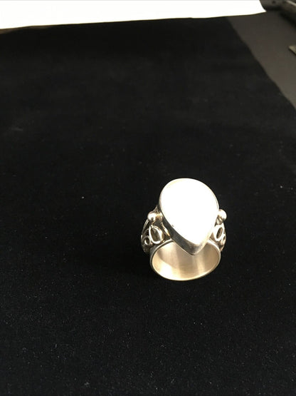 Navajo White Mabe Pearl Ring | Sterling Silver | Sz 7 | Authentic Native American Handmade | 01714