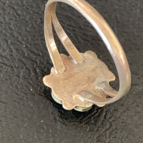 Zuni Blue Turquoise Old Pawn Cluster Ring | Sterling Silver Inlay | Sz 7.5 | 12946