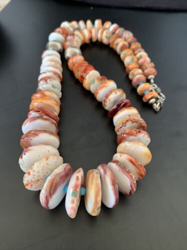 Navajo Purple Spiny Oyster Turquoise Necklace | Sterling Silver | Native American Handmade | 22" | 11389 - Masha USA