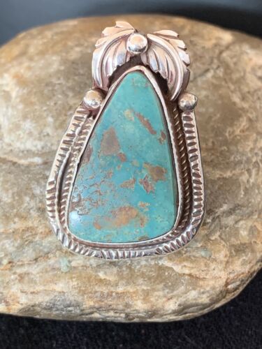 Southwestern Navajo Blue Royston Turquoise Ring | Sterling Silver | Sz 9 | 552