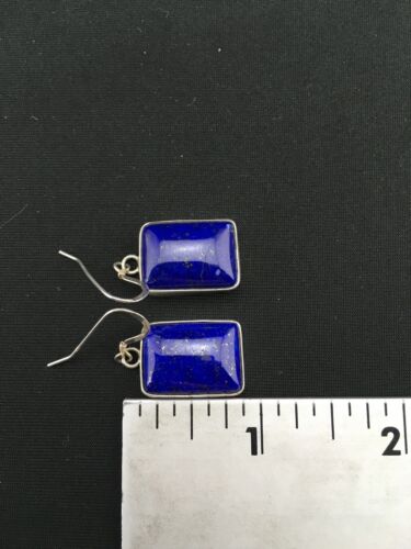 Southwestern Navajo Lapis Dangle Earrings | Sterling Silver | 0.75" | 1330