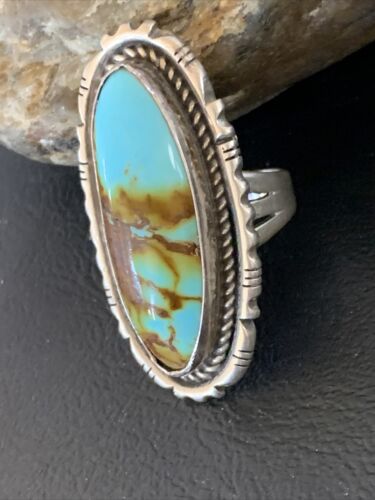 Native American Navajo Sterling Silver Turquoise #8 Ring | Sz 8.5 | 12065