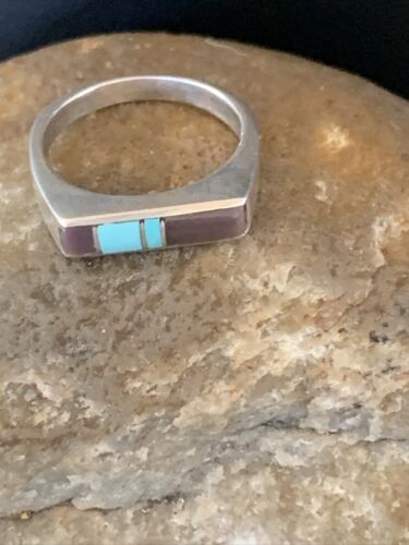 Navajo Blue Turquoise Purple Sugilite Inlay Ring | Sz 5.5 | Authentic Native American Handmade | 11147