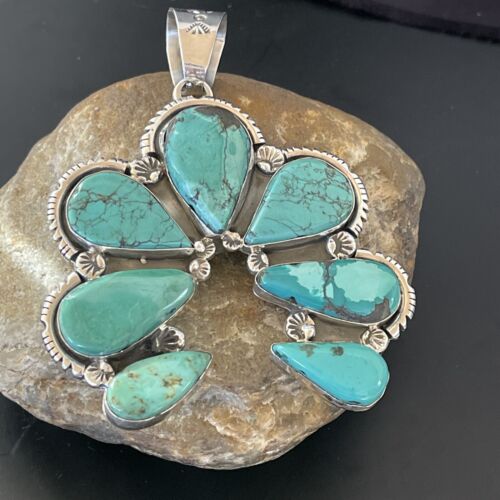 Navajo Multi-Stone Turquoise Naja Pendant Necklace | Sterling Silver | 11353