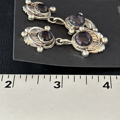Navajo Purple Sugilite Post Dangle Earrings | Sterling Silver | Authentic Native American Handmade | 1597