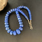Native American Blue Denim Lapis Bead Necklace | Sterling Silver Heishi | 20" | 13974