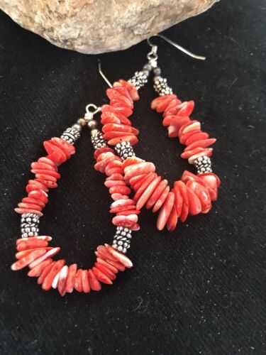 Navajo Red Spiny Oyster Sterling Silver Earrings | Southwestern Handcrafted