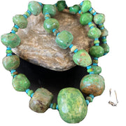 Authentic Navajo Chunky Blue-Green Turquoise Necklace | Sterling Silver | Native American Jewelry | 22"